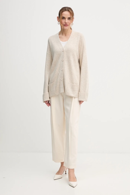 United Colors of Benetton kardigan z dodatkiem wełny 126WD604Z beżowy AW25