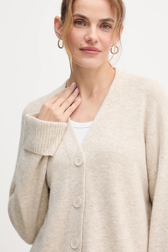 United Colors of Benetton kardigan z dodatkiem wełny beżowy 126WD604Z