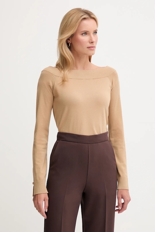 Пуловер United Colors of Benetton овално бежов 1W2AD10E0