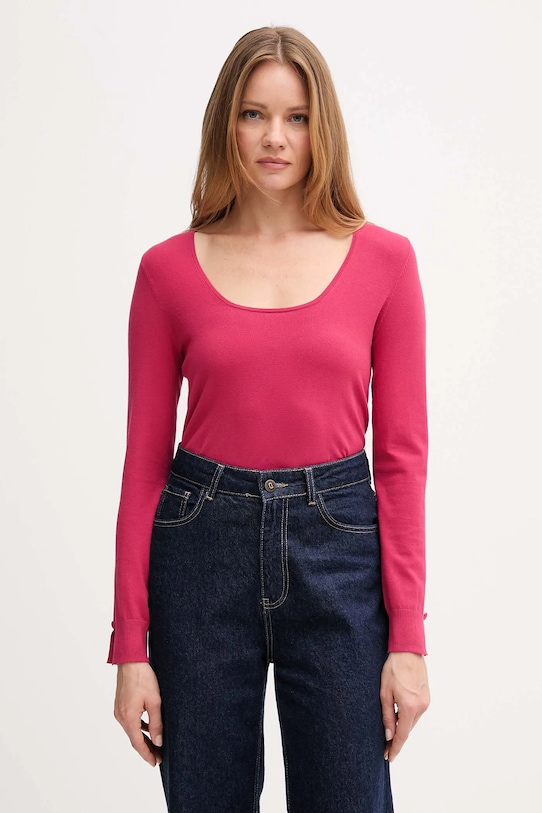 Sveter United Colors of Benetton okrúhly ružová 1W2AD10E5