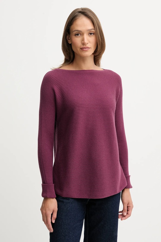 United Colors of Benetton sweter z dodatkiem wełny okrągły fioletowy 1Y6SD10CH