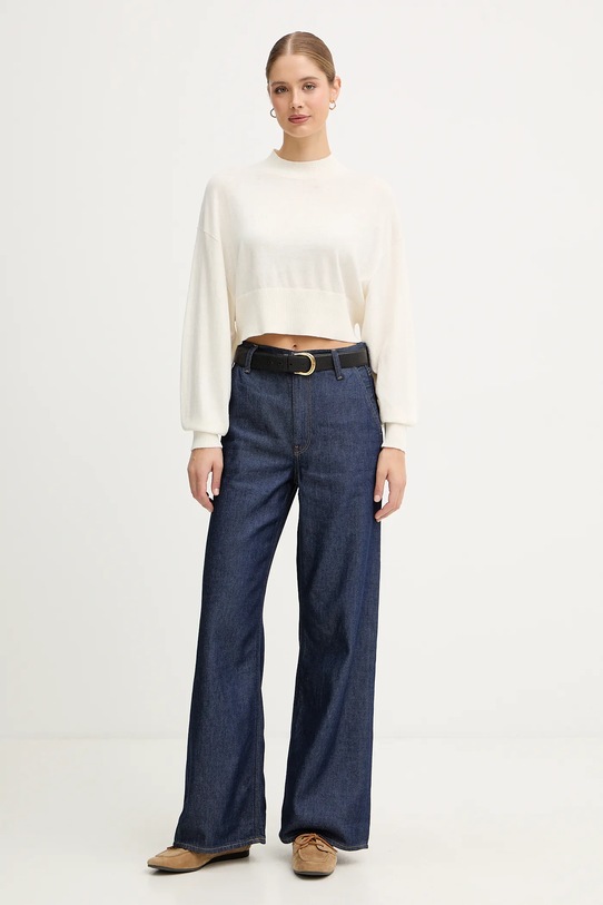 Pulover z dodatkom volne United Colors of Benetton 1Y6SD2041 bež AW25