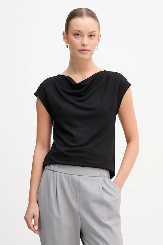 United Colors of Benetton bluză uni negru 31NLD10AS