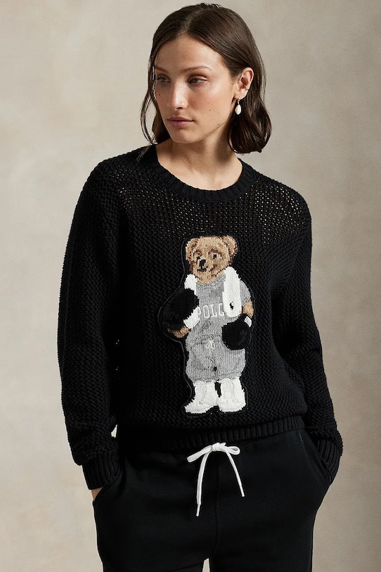 Βαμβακερό πουλόβερ Polo Ralph Lauren Sweater Pullover απλικέ μαύρο 211972112