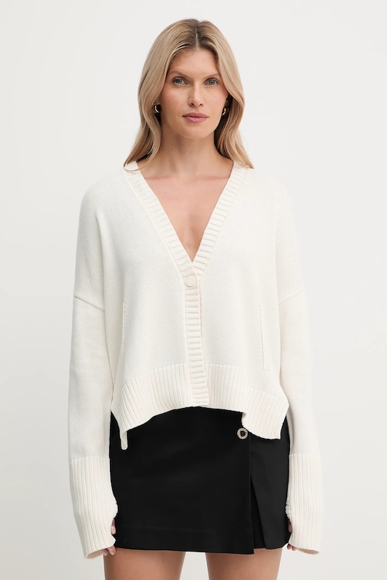 Armani Exchange cardigan din bumbac uni bej XW001304.AF16552