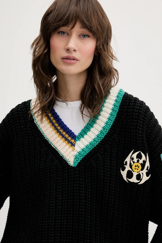 Barrow sweter z dodatkiem wełny czarny F5BWWOJP110