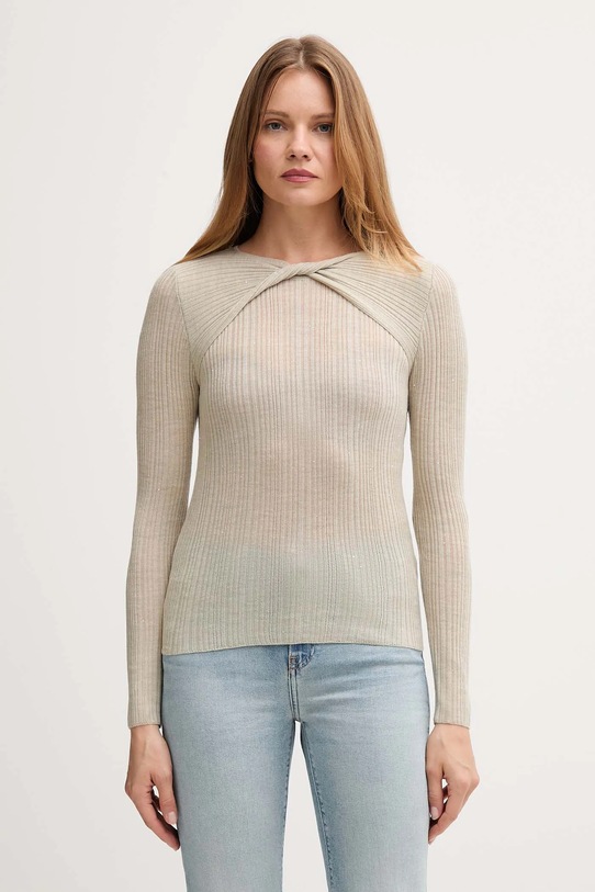 Вълнен пуловер Hoss Intropia ситен бежов 6382015