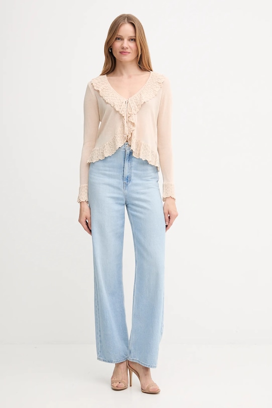 Kardigan s příměsí lnu Hoss Intropia 6312161 béžová AW25