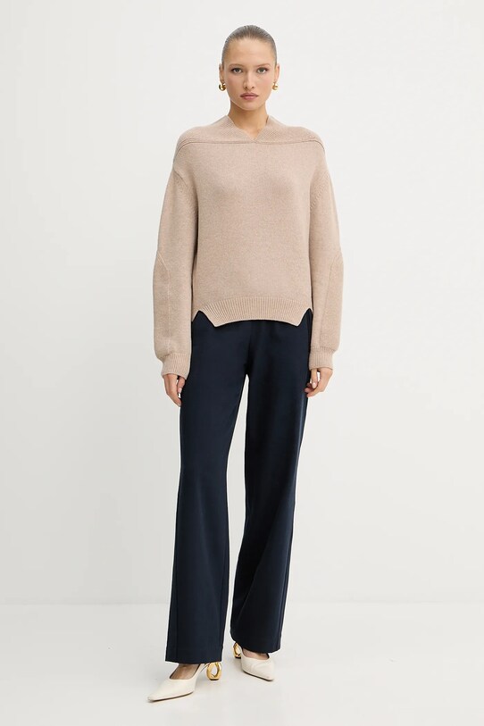 Victoria Beckham pulover de lână 1325KJU006421A bej AW25