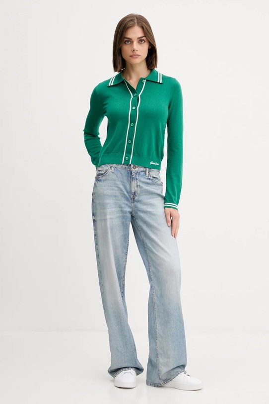 Guess Jeans cardigan con aggiunta di lana W5YR32.Z3HO2 verde AW25