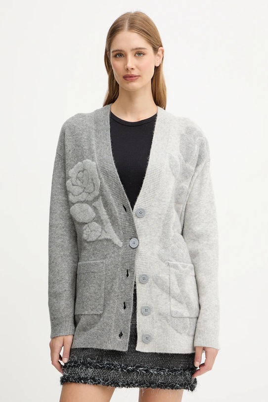 Blugirl Blumarine kardigan z domieszką wełny z domieszką wełny szary RF5156.MA870