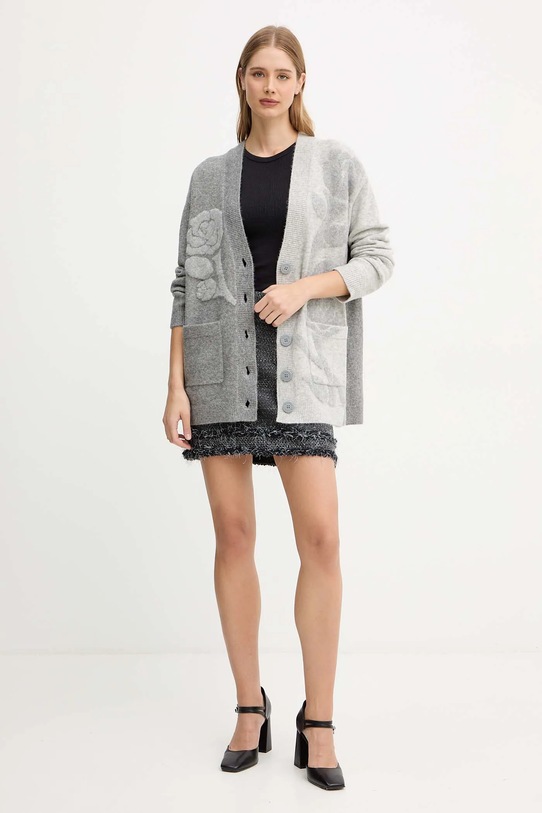 Blugirl Blumarine kardigan z domieszką wełny RF5156.MA870 szary AW25