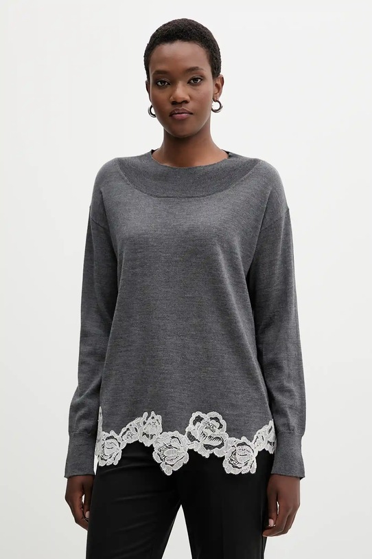 Blugirl Blumarine sweter wełniany wełna szary RF5171.MA82O