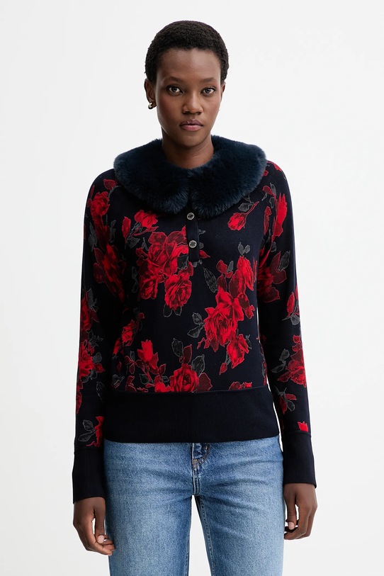 Blugirl Blumarine sweter dwustronny RF5191.MA98O granatowy AW25