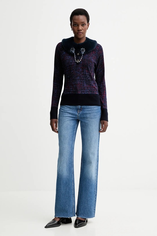 Odzież Blugirl Blumarine sweter dwustronny RF5191.MA98O granatowy