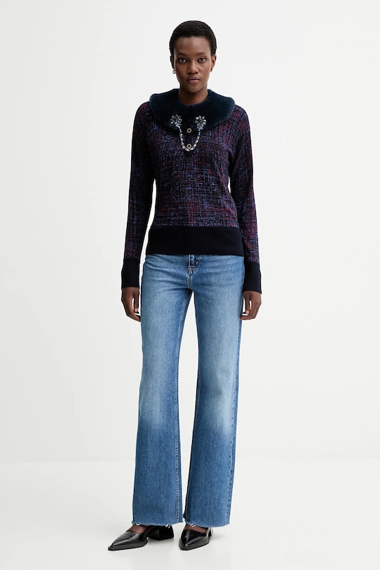 Odzież Blugirl Blumarine sweter dwustronny RF5191.MA98O granatowy