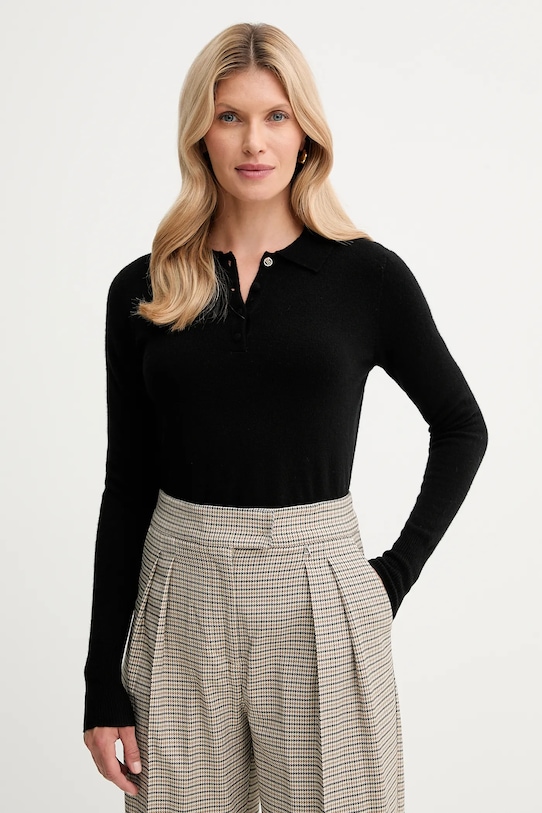 Fracomina sweter wełniany wełna czarny FR25WT7008K47301