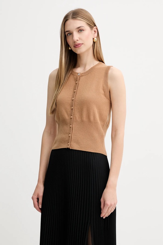 Fracomina vestă de lână uni bej FR25WJ5008K47301