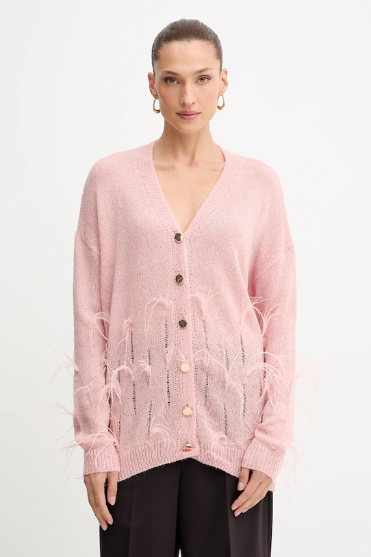 Kardigán s prímesou vlny Fracomina s prímesou vlny ružová FS25WT8006K50501