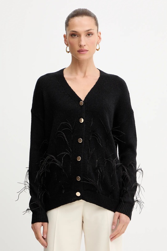 Fracomina cardigan din amestec de lână uni negru FS25WT8006K50501