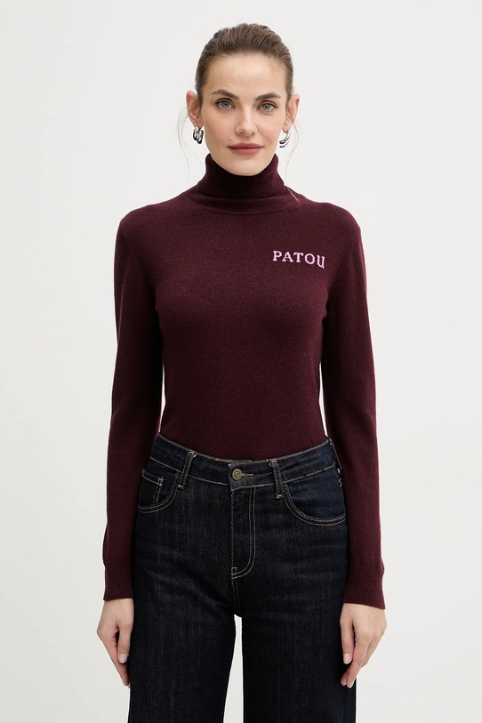 Patou sweter wełniany wełna bordowy KN3088041
