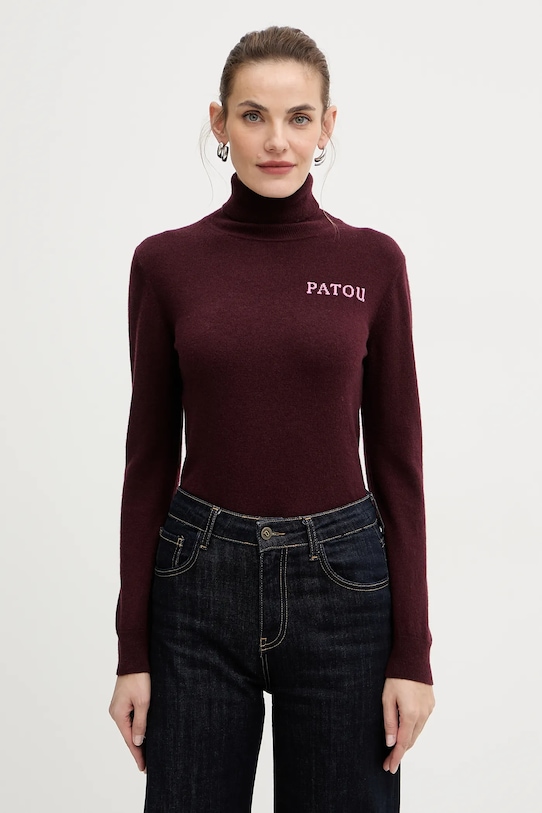 Patou sweter wełniany wełna bordowy KN3088041