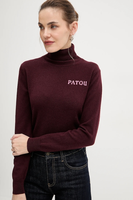 Patou sweter wełniany bordowy KN3088041