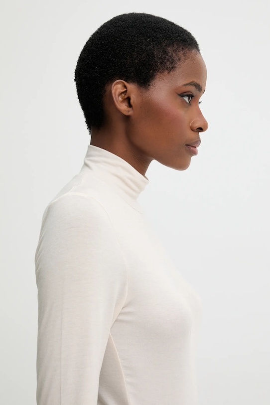 United Colors of Benetton longsleeve z domieszką kaszmiru beżowy 3LRU3M077