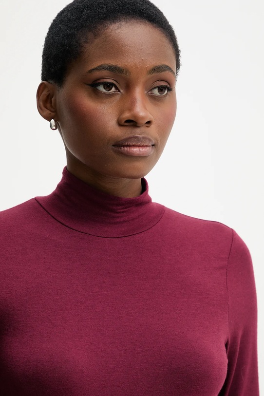 United Colors of Benetton longsleeve z domieszką kaszmiru bordowy 3LRU3M077