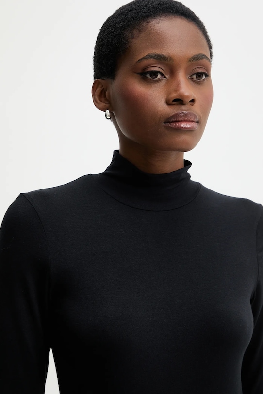 United Colors of Benetton longsleeve z domieszką kaszmiru czarny 3LRU3M077