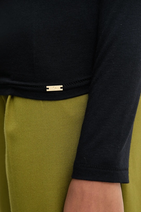 United Colors of Benetton longsleeve z domieszką kaszmiru 3LRU3M077 czarny