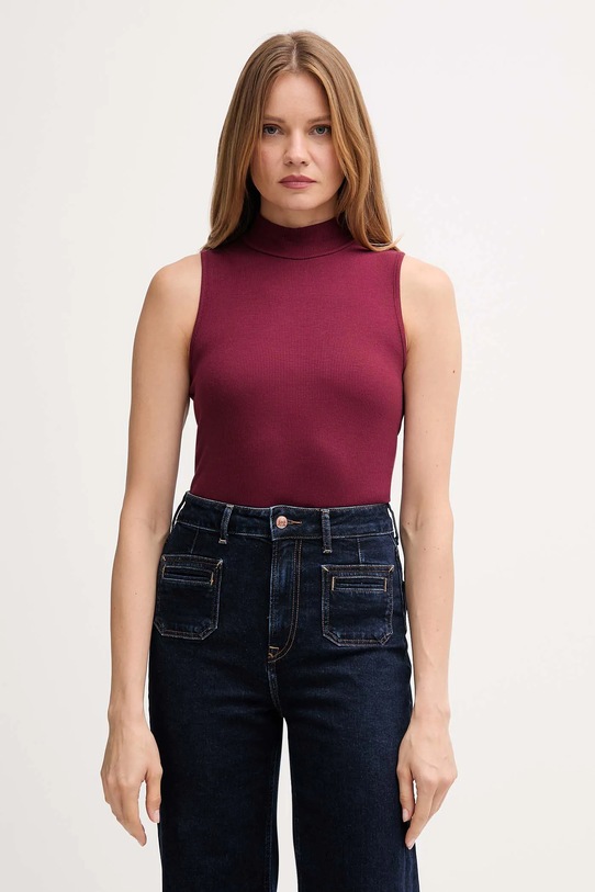 United Colors of Benetton top z elastanem bordowy 3P2Y3M06Y
