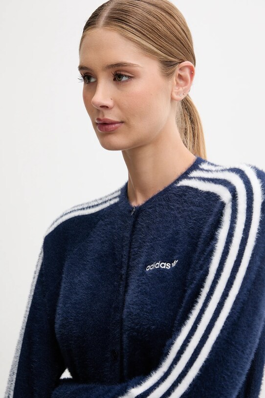 adidas Originals kardigán Fluffy Cardigan sötétkék JW3644