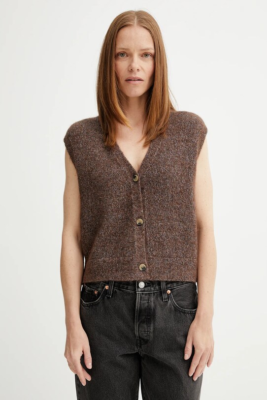 Marc O'Polo vestă din amestec de lână melanj maro 5000006803