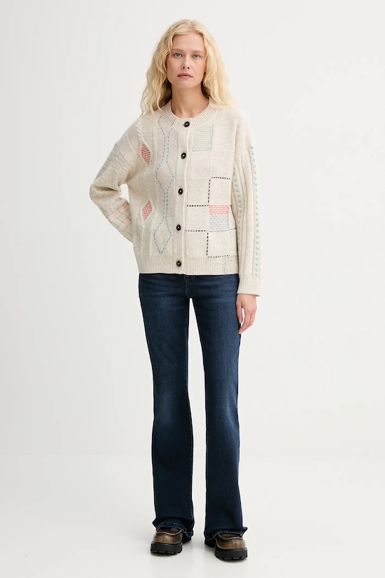 Кардиган з вовною PS Paul Smith W2R.655N.T31380 бежевий AW25