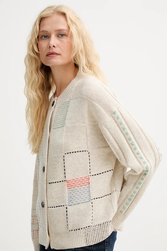 Кардиган з вовною PS Paul Smith бежевий W2R.655N.T31380