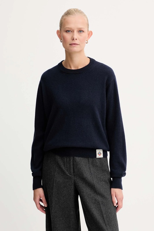 Bally sweter kaszmirowy okrągły granatowy WKN0BA