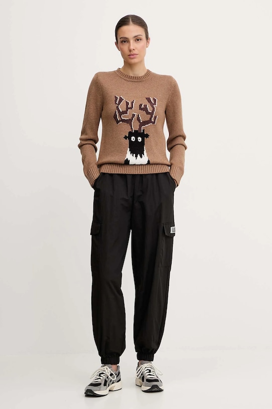 EA7 Emporio Armani sweter z dodatkiem wełny AF17652.7W000699 brązowy AW25