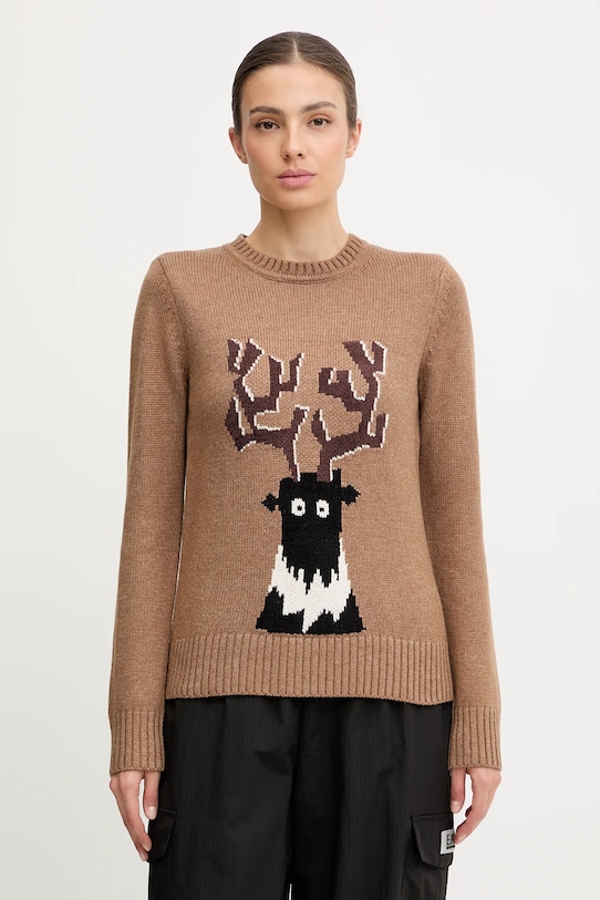 EA7 Emporio Armani sweter z dodatkiem wełny brązowy AF17652.7W000699