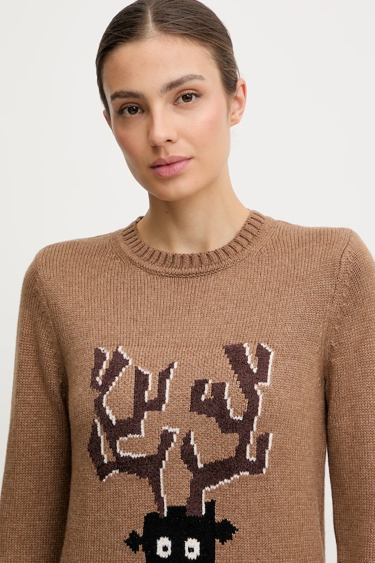 EA7 Emporio Armani sweter z dodatkiem wełny AF17652.7W000699 brązowy