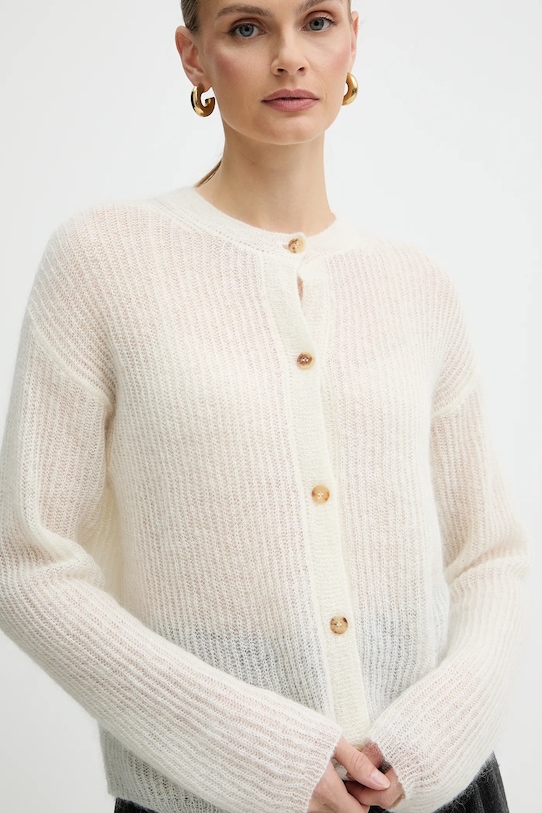 MM kardigan z dodatkiem wełny MEANDRO beżowy 2526346028600
