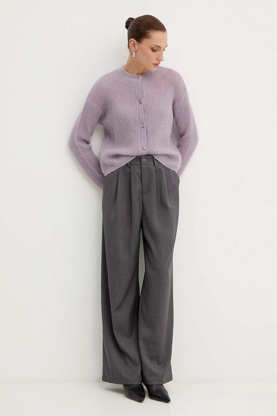MM kardigan z dodatkiem wełny MEANDRO 2526346028600 fioletowy AW25