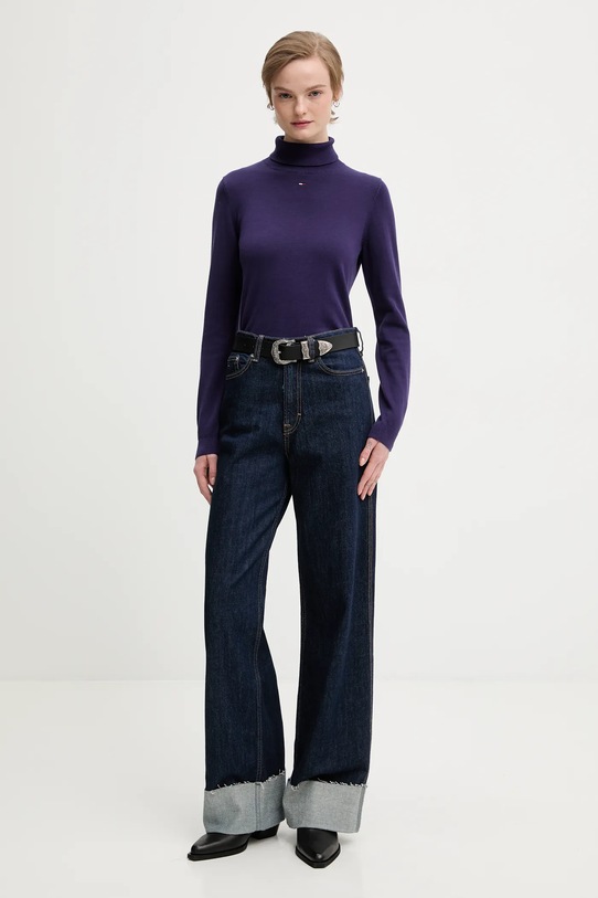 Хлопковый свитер Tommy Jeans DW0DW21672 фиолетовой NC25