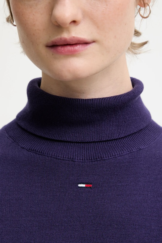 Хлопковый свитер Tommy Jeans DW0DW21672 фиолетовой