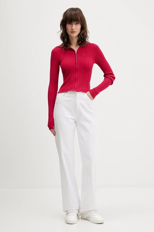 Tommy Jeans kardigan DW0DW21673 różowy AW25