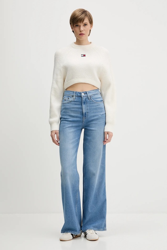 Tommy Jeans sweter z domieszką wełny DW0DW21677 beżowy AW25