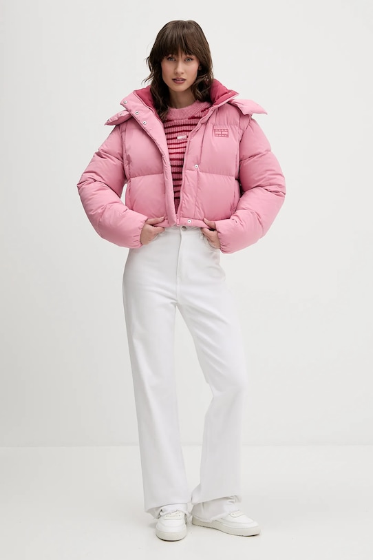 Tommy Jeans sweter z domieszką wełny DW0DW21677 różowy AW25