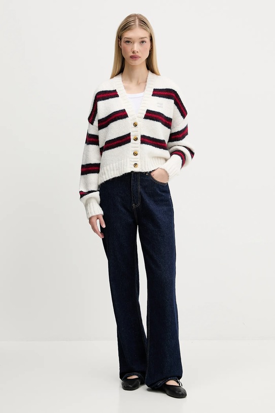 Tommy Jeans kardigan z domieszką wełny DW0DW21678 beżowy AW25