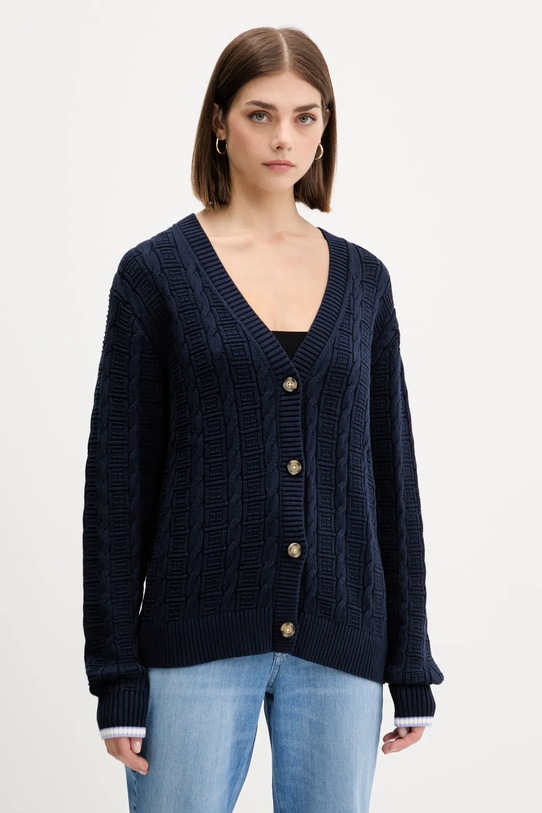 Βαμβακερή ζακέτα Tommy Jeans βαμβάκι σκούρο μπλε DW0DW21681