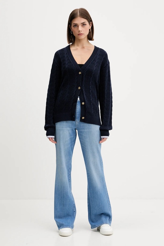 Βαμβακερή ζακέτα Tommy Jeans DW0DW21681 σκούρο μπλε AW25